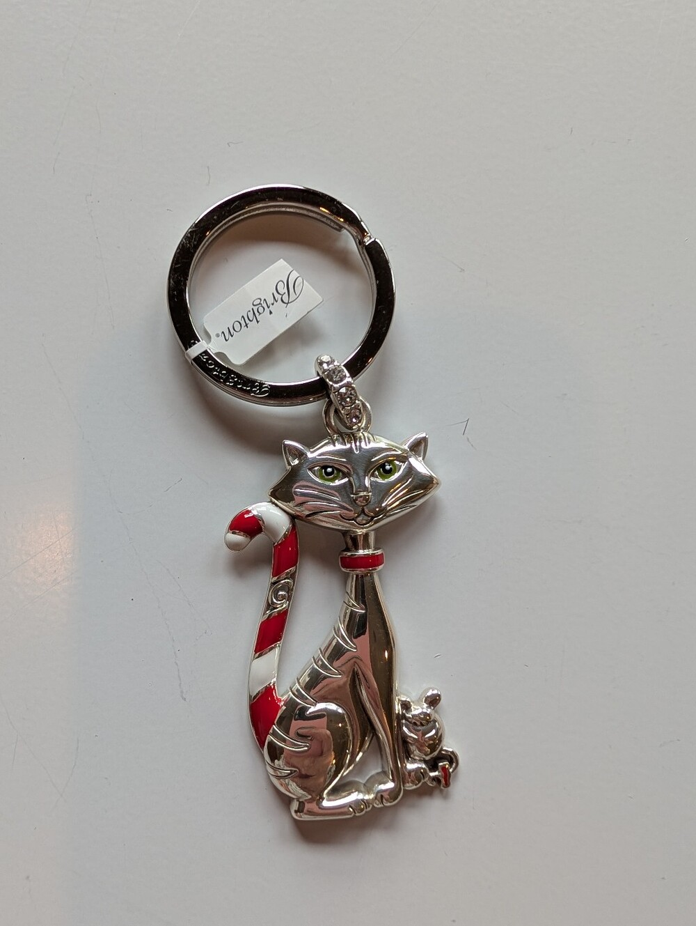 Brighton E17310 Candy Cane Cat Key Fob - Picture 2 of 5